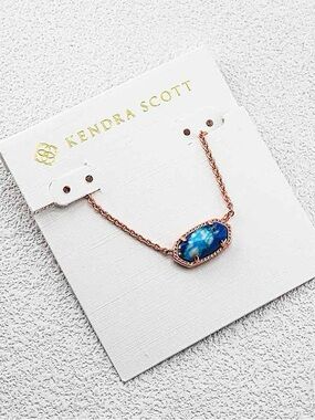 Kendra Scott Rose Gold Blue Stone Elisa Necklace